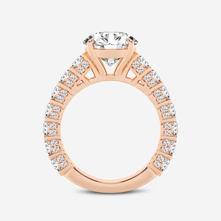 Multi-Row Pavé Bridal Set in White Gold with Round Brilliant Center Stone