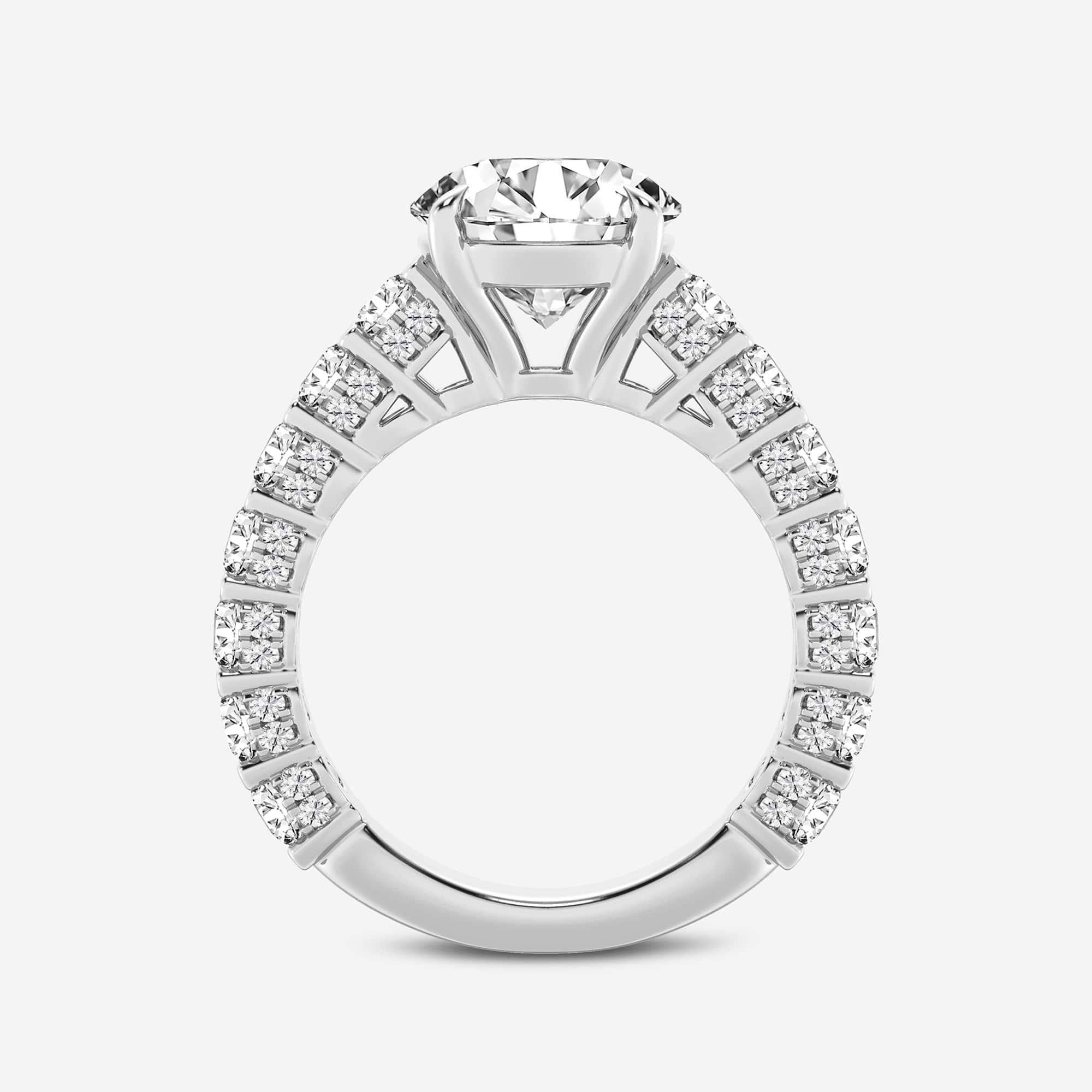 Multi-Row Pavé Bridal Set in White Gold with Round Brilliant Center Stone