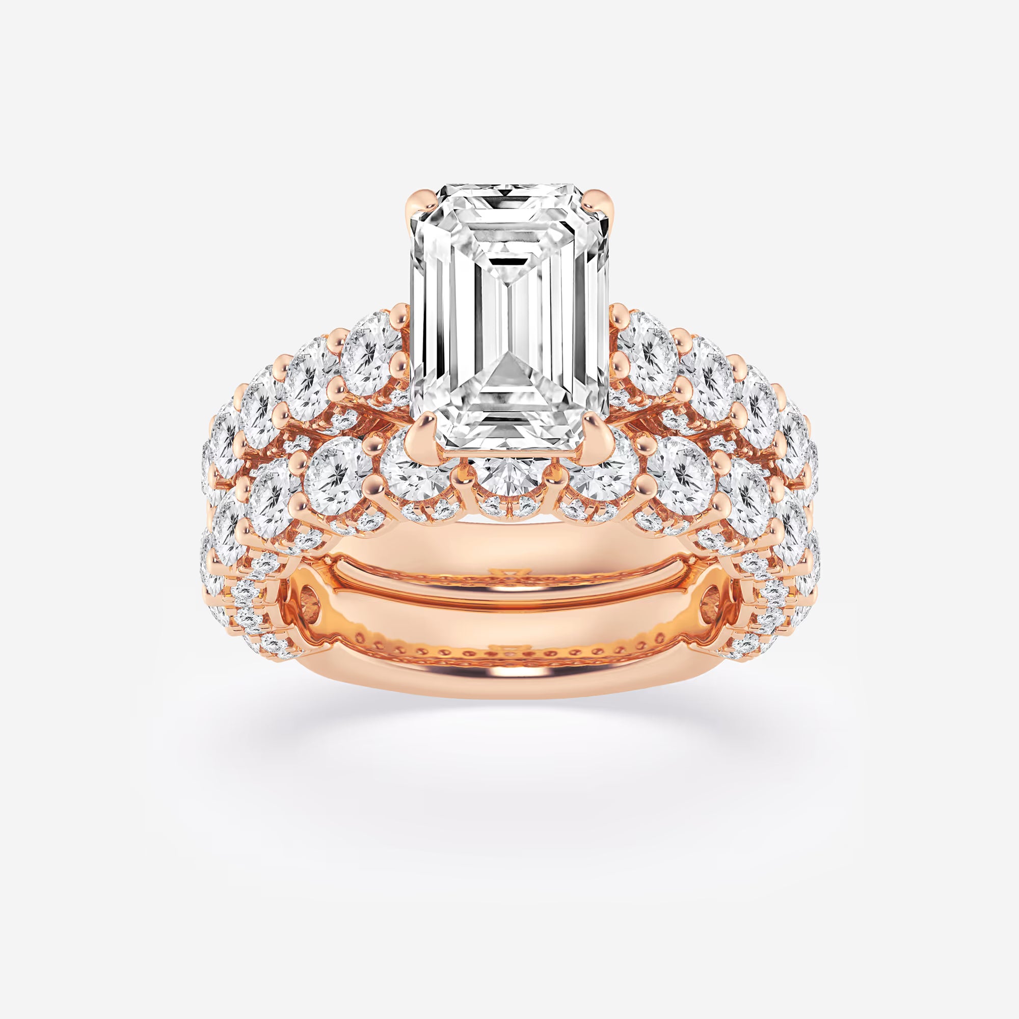 Emerald Cut Lab Diamond Bridal Set