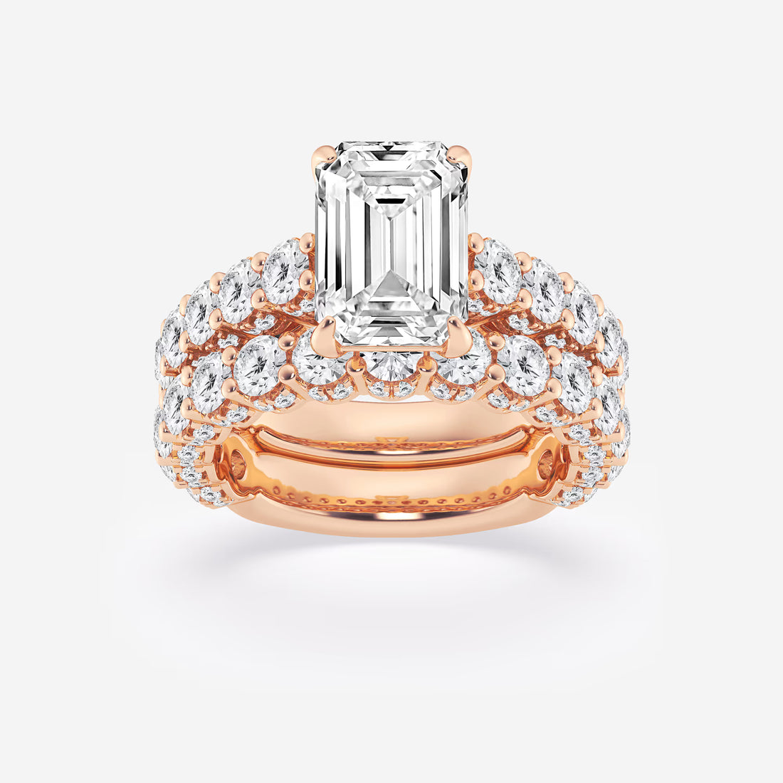 Emerald Cut Lab Diamond Bridal Set