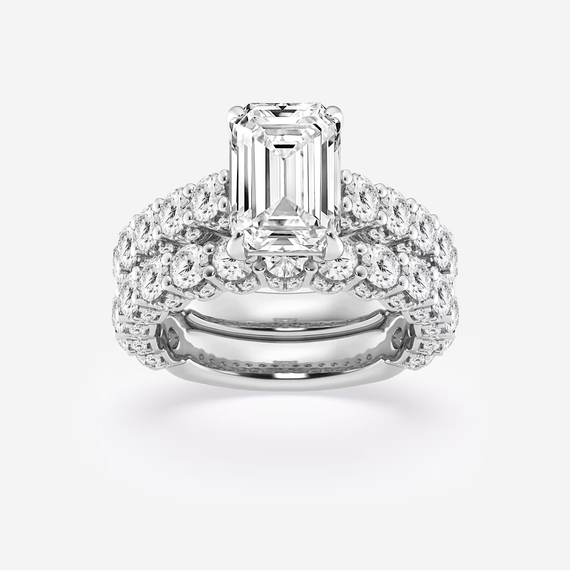 Emerald Cut Lab Diamond Bridal Set