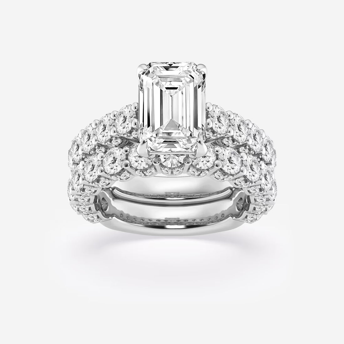 Emerald Cut Lab Diamond Bridal Set