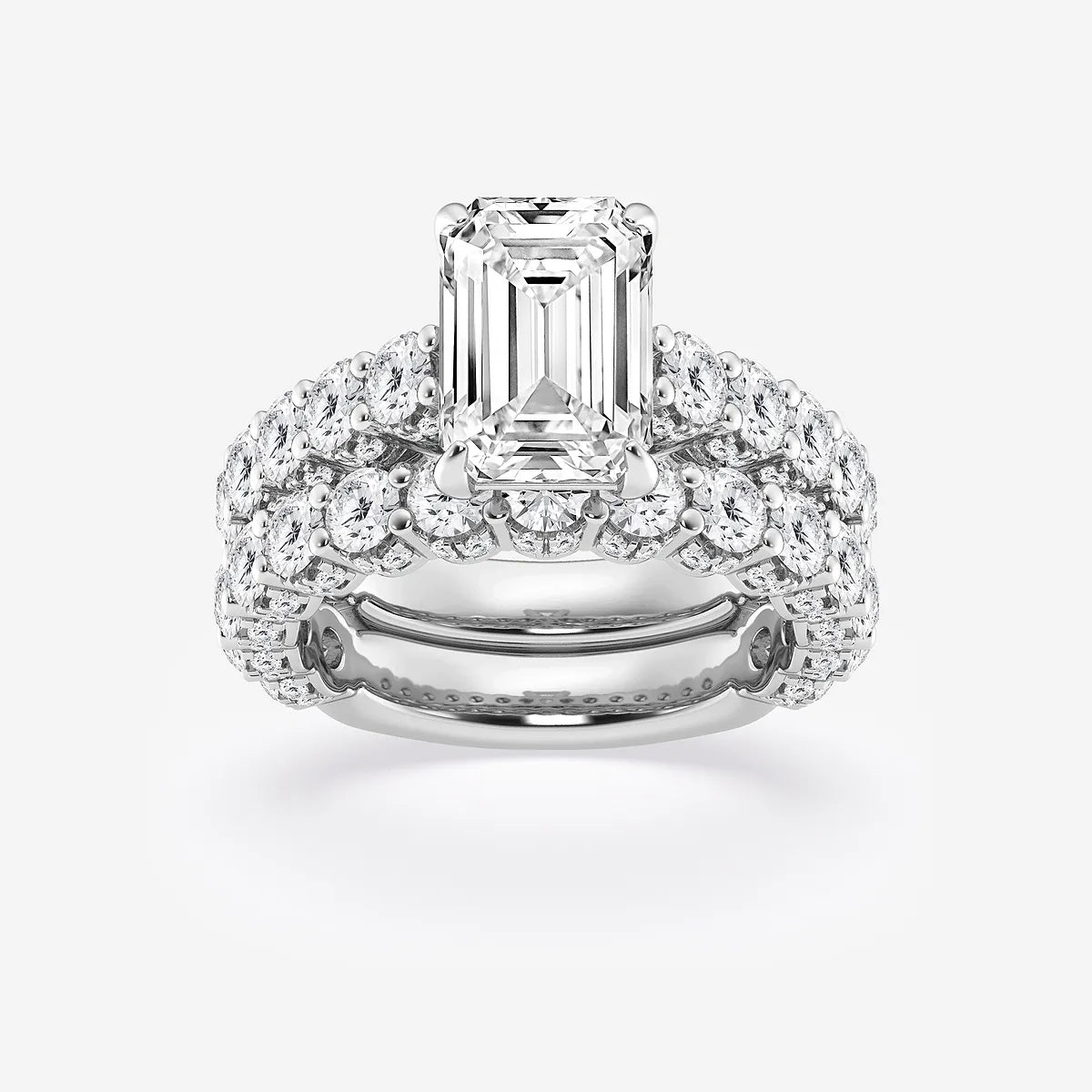 Emerald Cut Lab Diamond Bridal Set