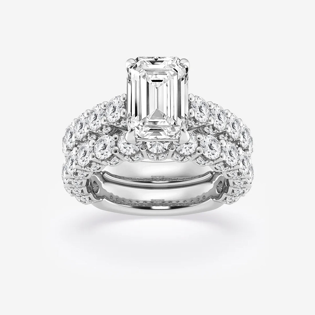 Emerald Cut Lab Diamond Bridal Set