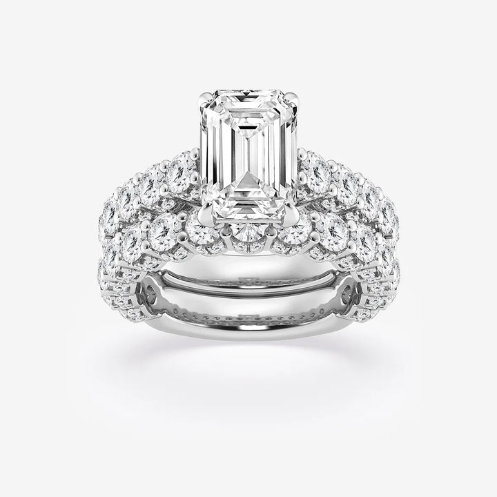 Emerald Cut Lab Diamond Bridal Set