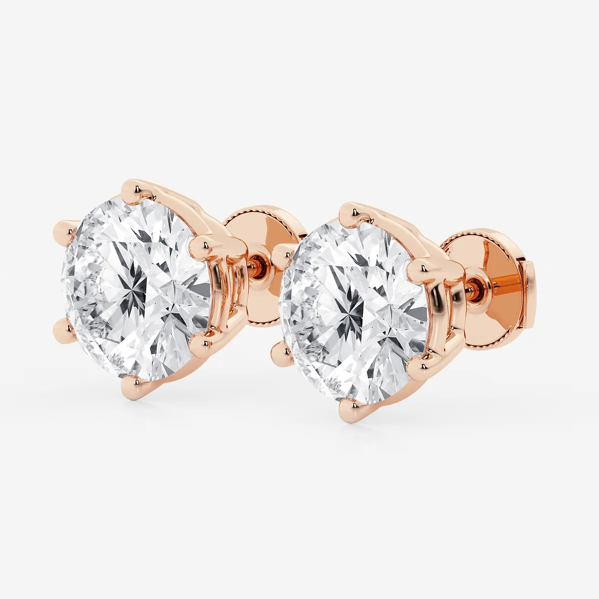 Timeless Six-Prong Basket Diamond Stud Earrings