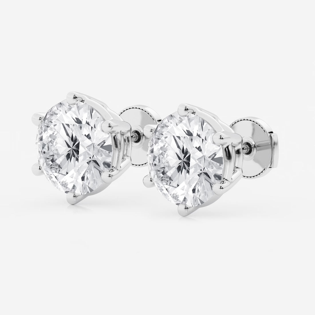 Timeless Six-Prong Basket Diamond Stud Earrings