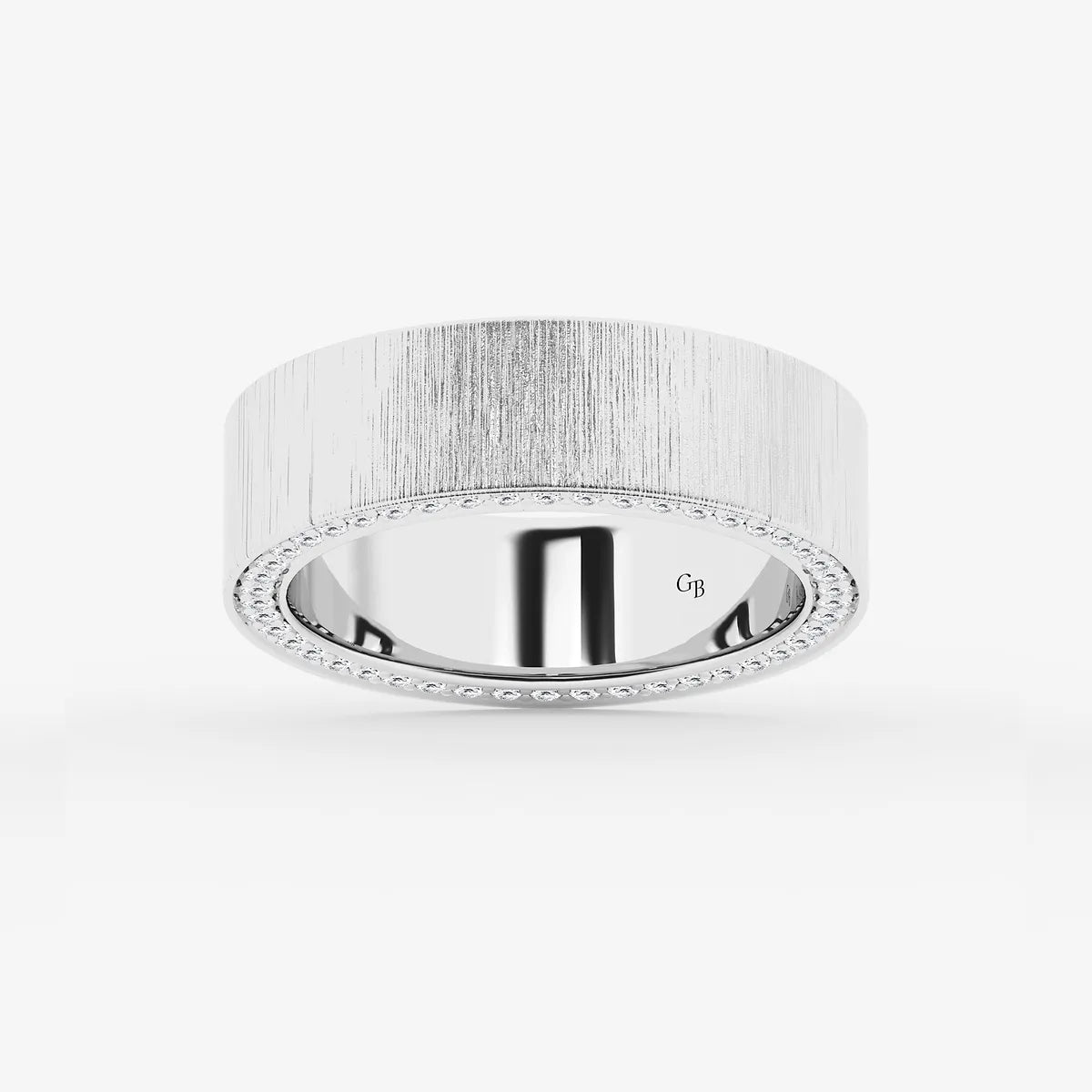 Refined Round Lab Grown Diamond Satin Finish Flat Eternity Band in Yellow Gold