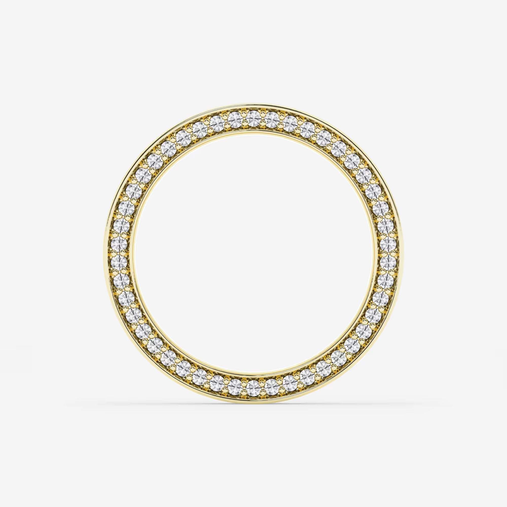 Refined Round Lab Grown Diamond Satin Finish Flat Eternity Band in Yellow Gold