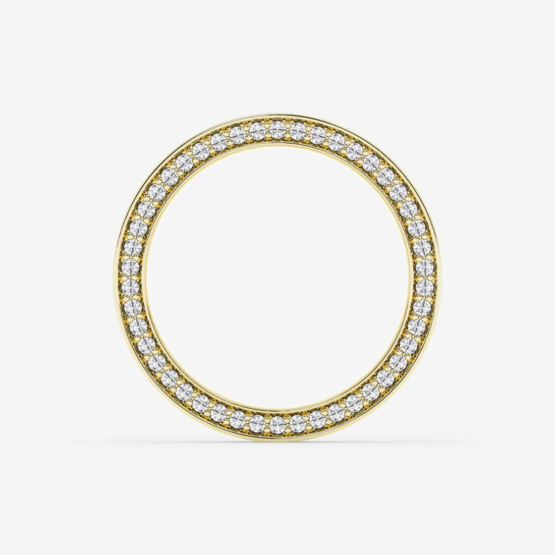 Refined Round Lab Grown Diamond Satin Finish Flat Eternity Band in Yellow Gold