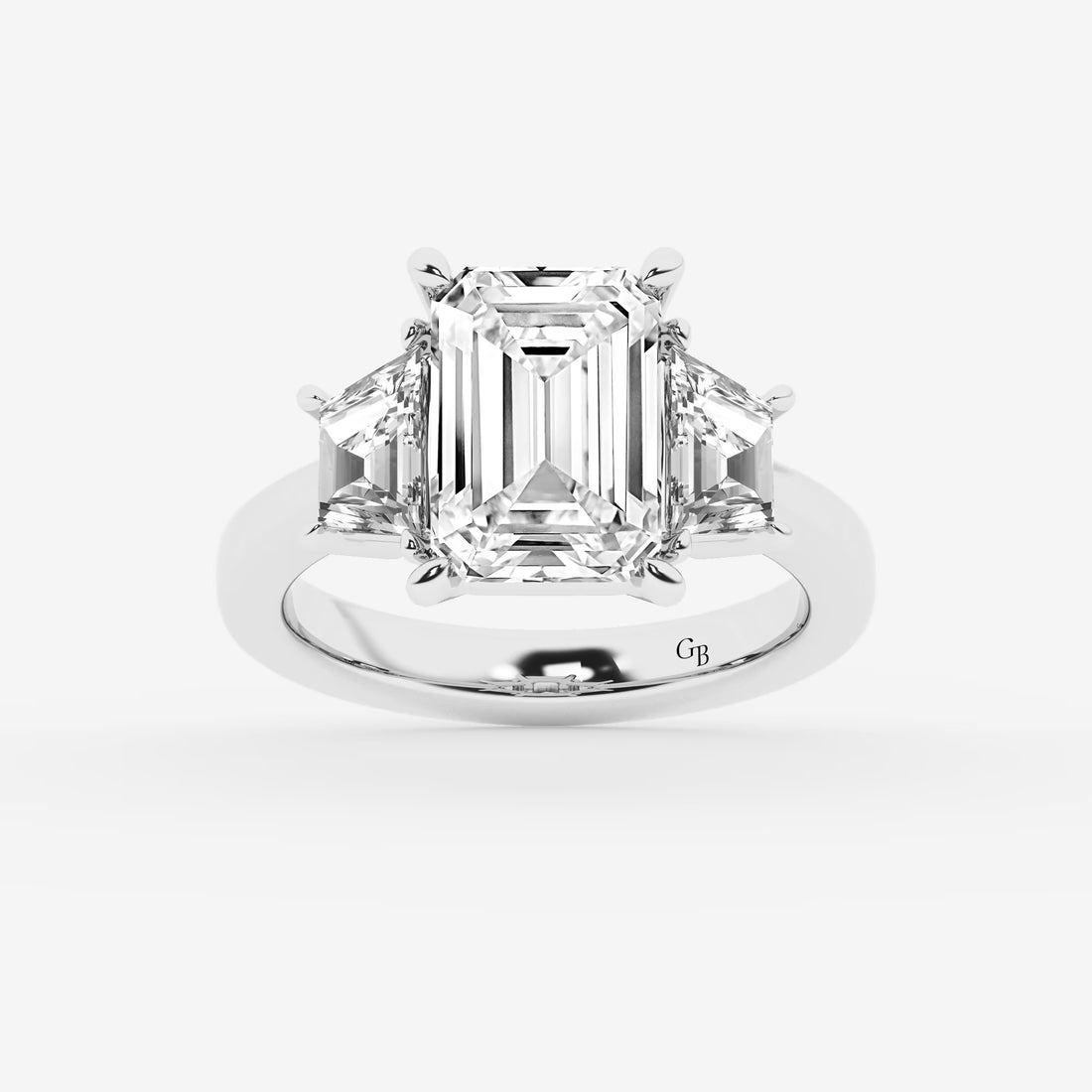 Emerald Cut Lab Diamond Three Stone Ring