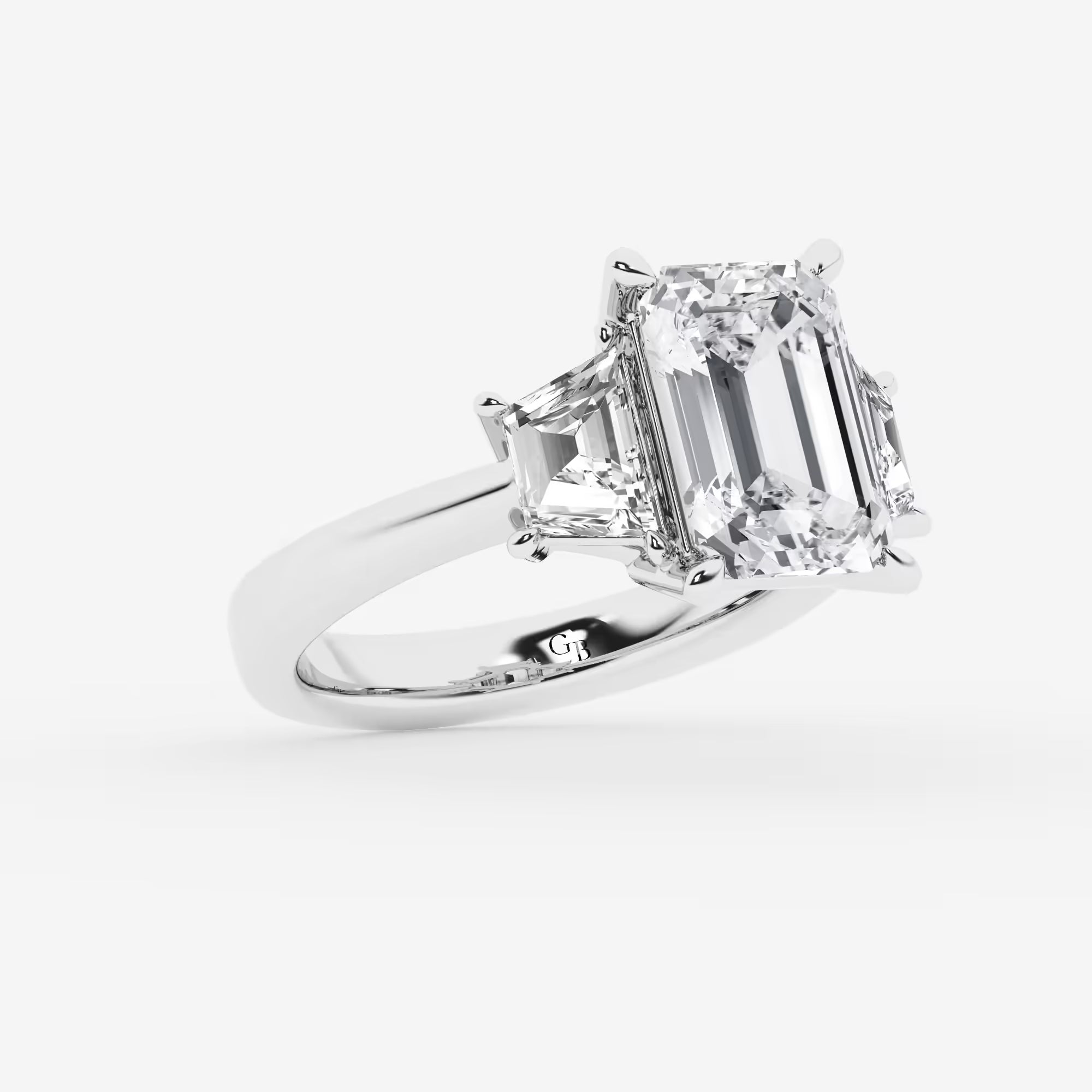 Emerald Cut Lab Diamond Three Stone Ring