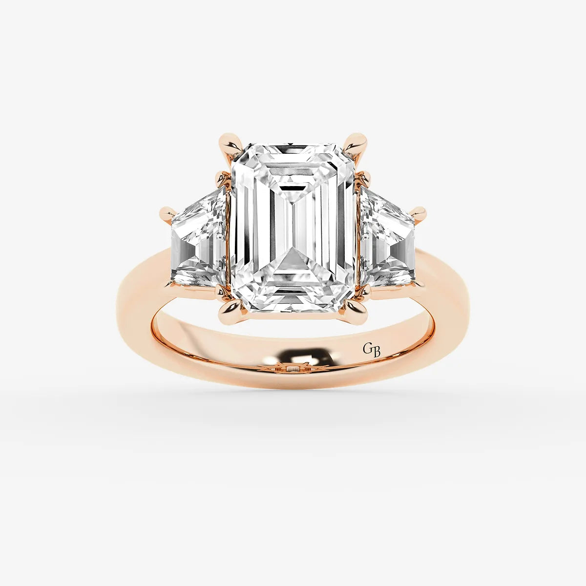Emerald Cut Lab Diamond Three Stone Ring