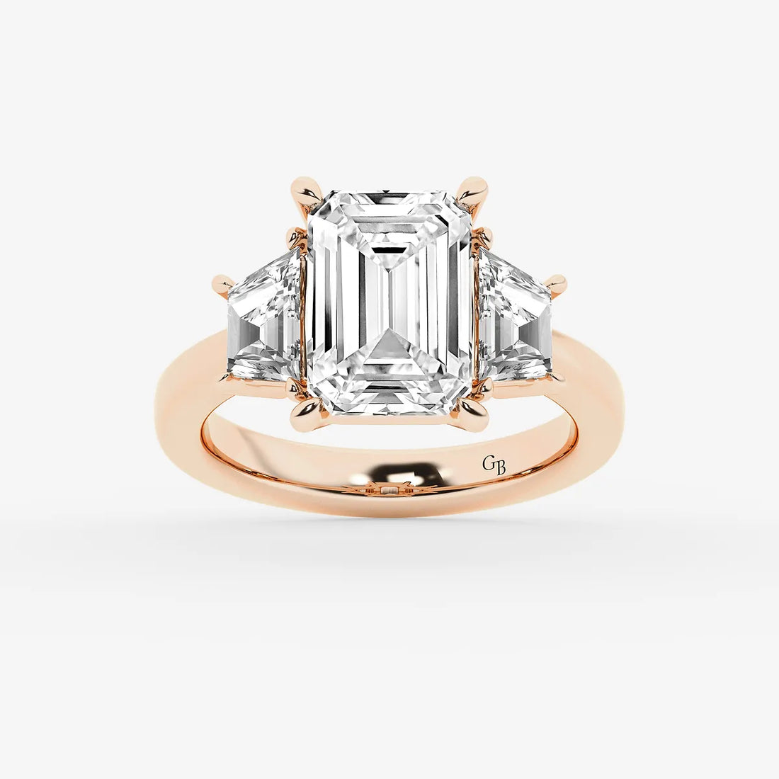 Emerald Cut Lab Diamond Three Stone Ring