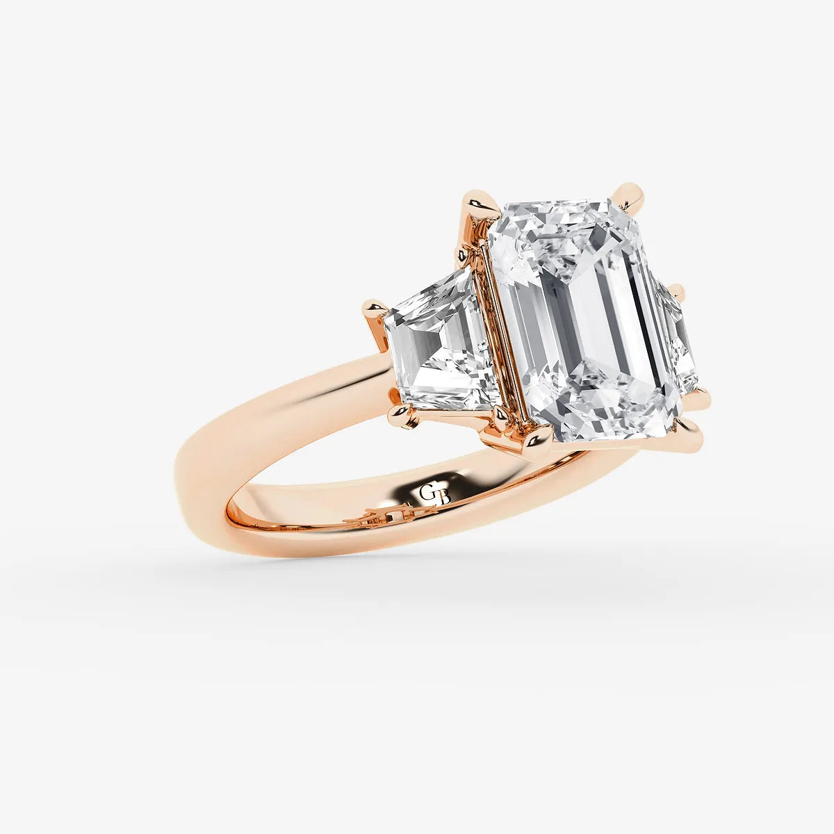 Emerald Cut Lab Diamond Three Stone Ring