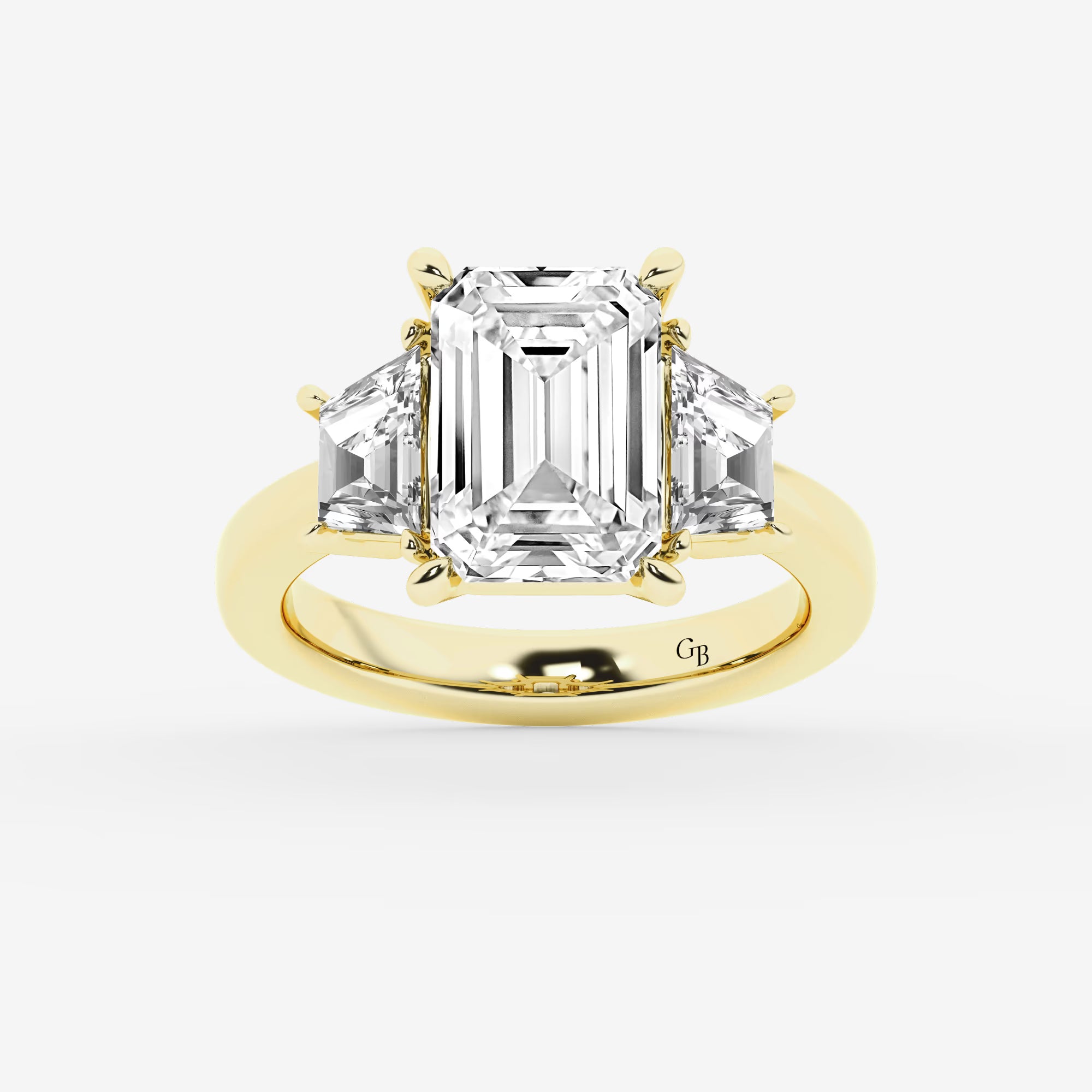 Emerald Cut Lab Diamond Three Stone Ring