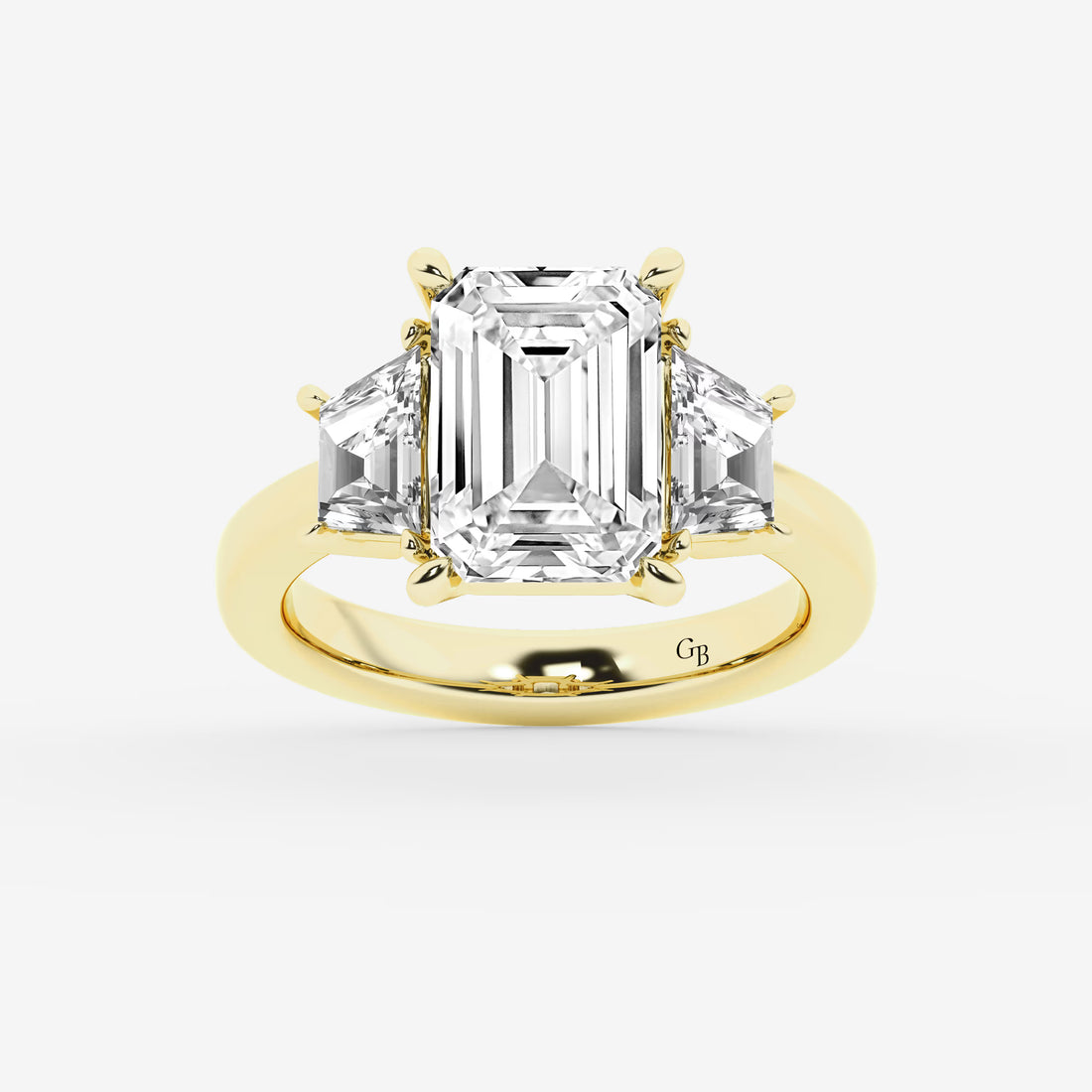 Emerald Cut Lab Diamond Three Stone Ring