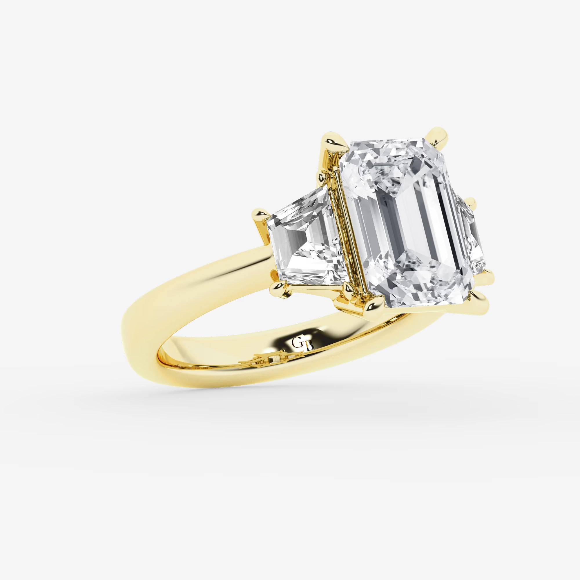 Emerald Cut Lab Diamond Three Stone Ring