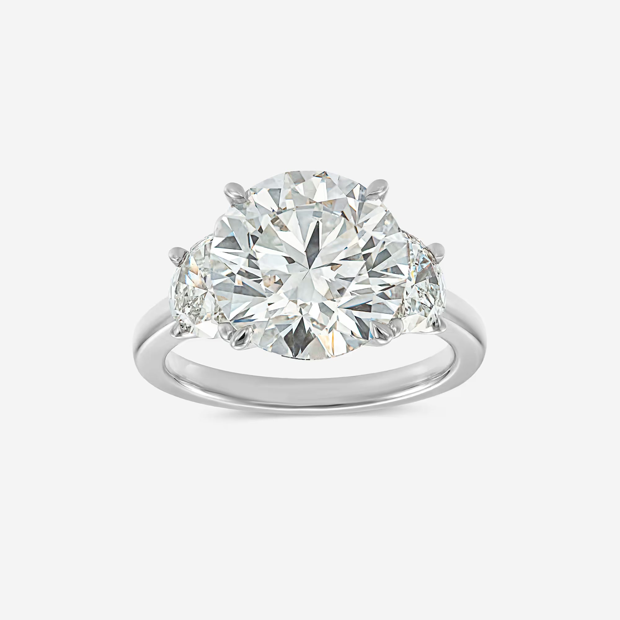 Round Cut Lab Grown Diamond Three-Stone Engagement Ring