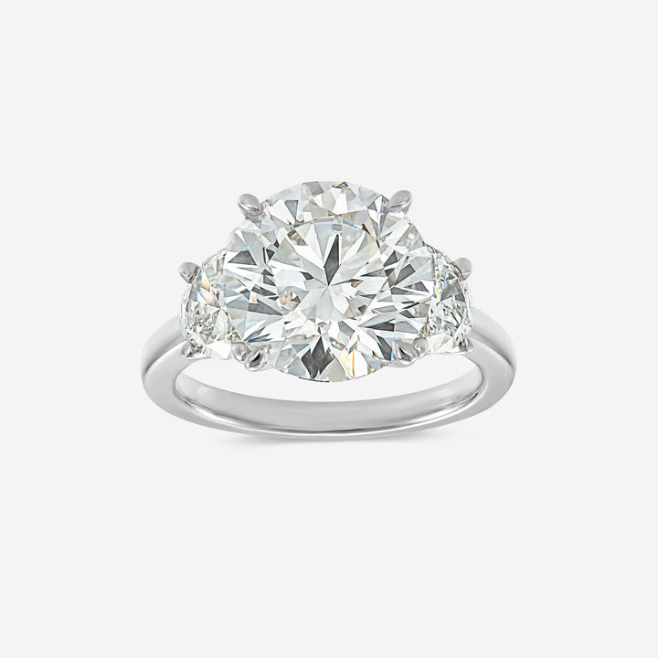 Round Cut Lab Grown Diamond Three-Stone Engagement Ring