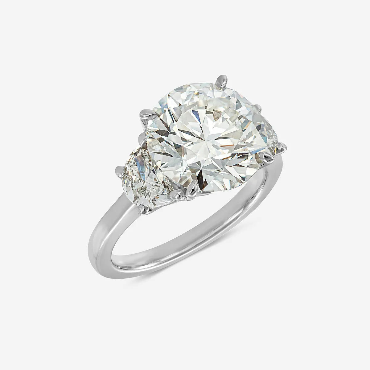 Round Cut Lab Grown Diamond Three-Stone Engagement Ring