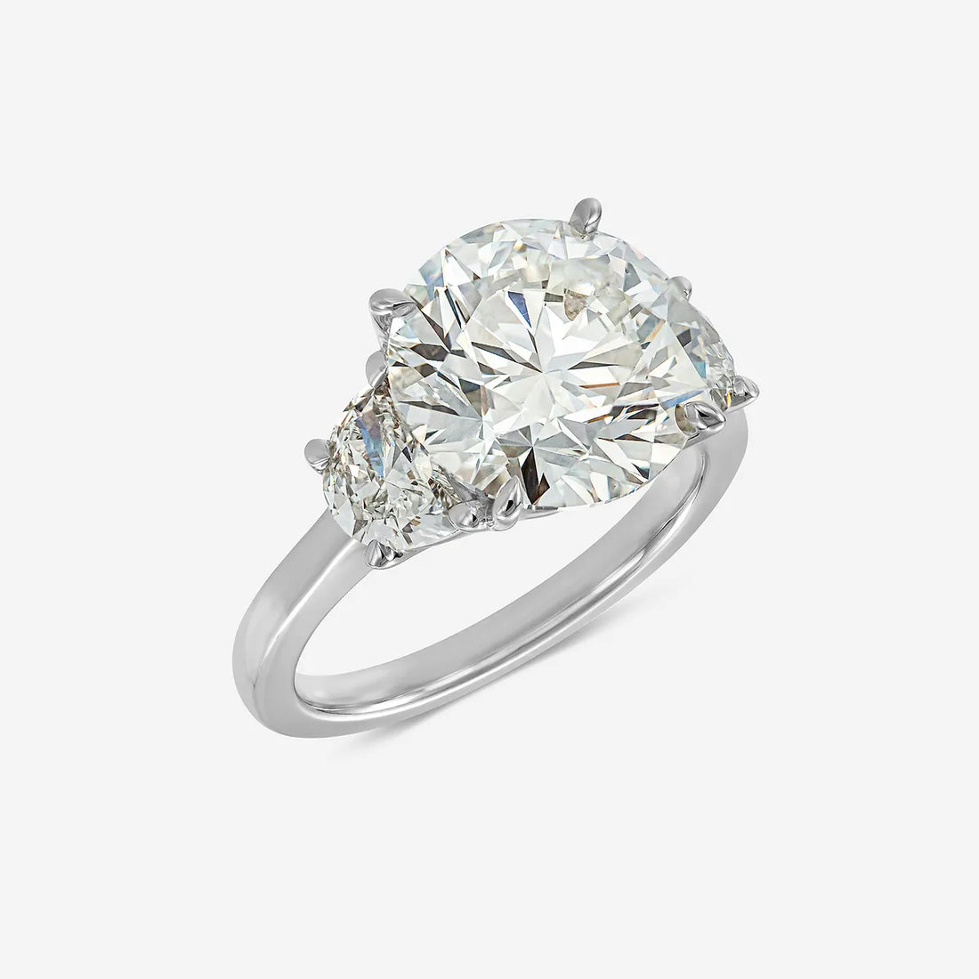 Round Cut Lab Grown Diamond Three-Stone Engagement Ring