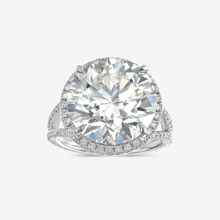 Round Cut Lab Grown Diamond Halo Engagement Ring