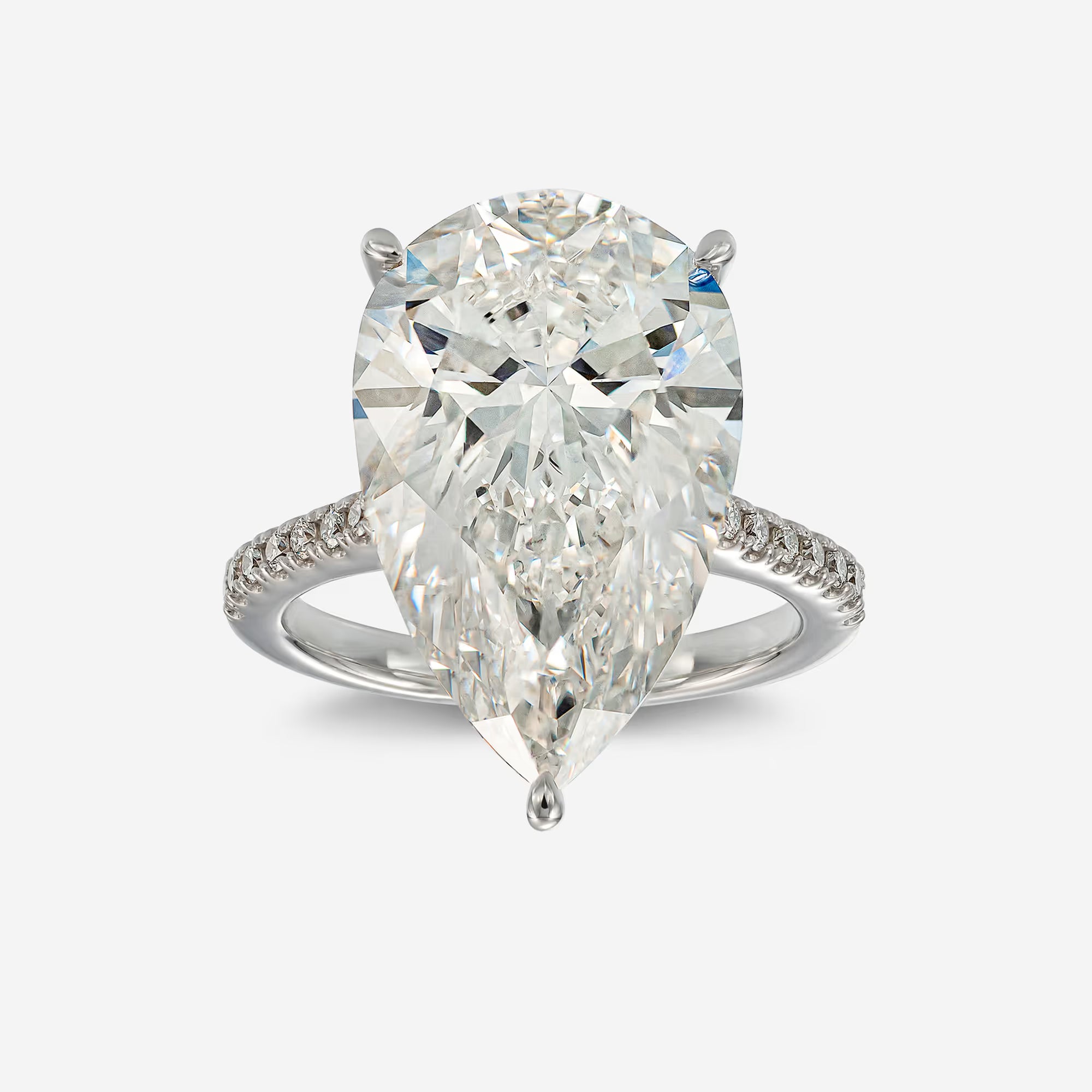 Oval Solitaire Engagement Ring with Petal Pavé Band