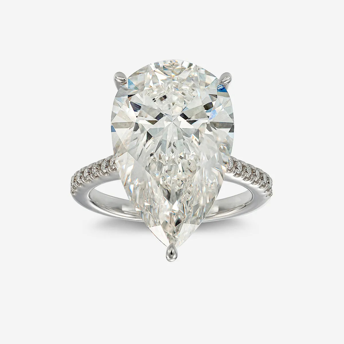 Oval Solitaire Engagement Ring with Petal Pavé Band
