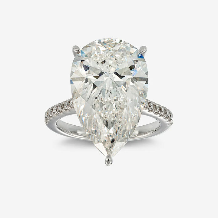 Oval Solitaire Engagement Ring with Petal Pavé Band