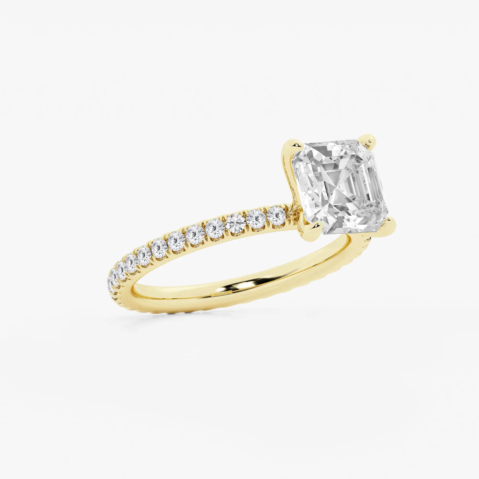 Valencia Asscher Lab Grown Diamond Scalloped Pavé Solitaire Engagement Ring
