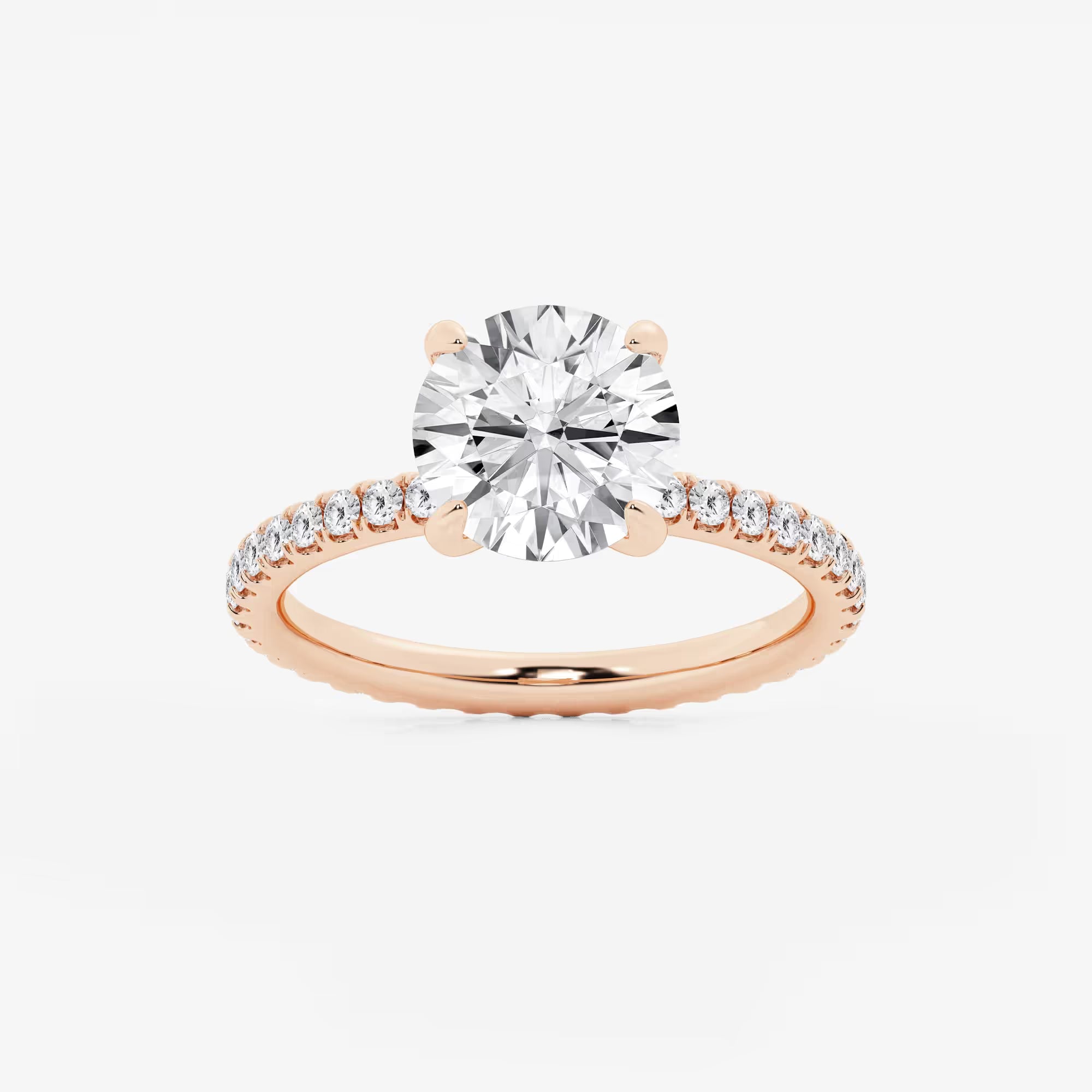 Full Eternity Pavé Engagement Ring in White Gold with Round Brilliant Center Stone