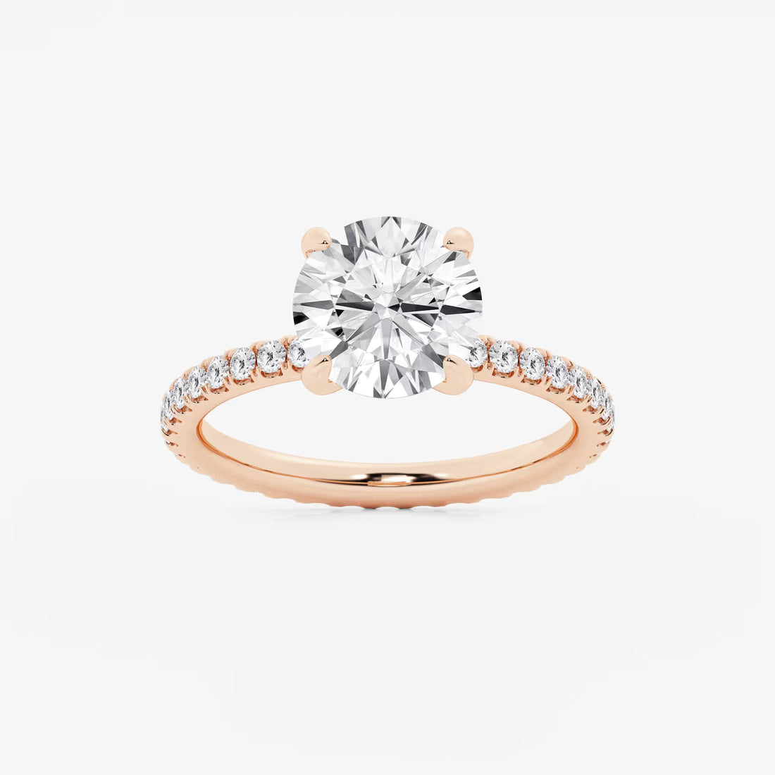 Full Eternity Pavé Engagement Ring in White Gold with Round Brilliant Center Stone