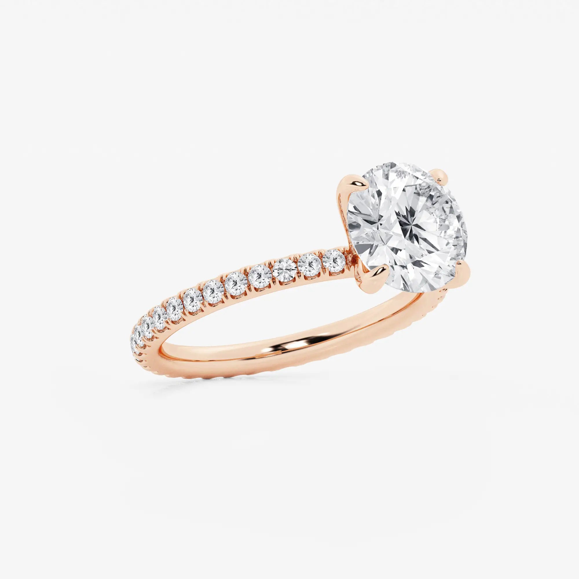 Full Eternity Pavé Engagement Ring in White Gold with Round Brilliant Center Stone