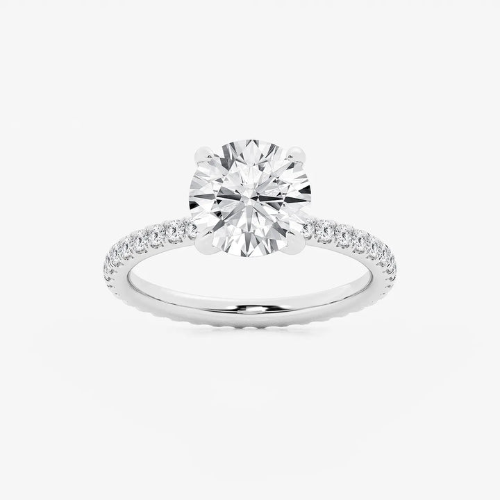 Full Eternity Pavé Engagement Ring in White Gold with Round Brilliant Center Stone