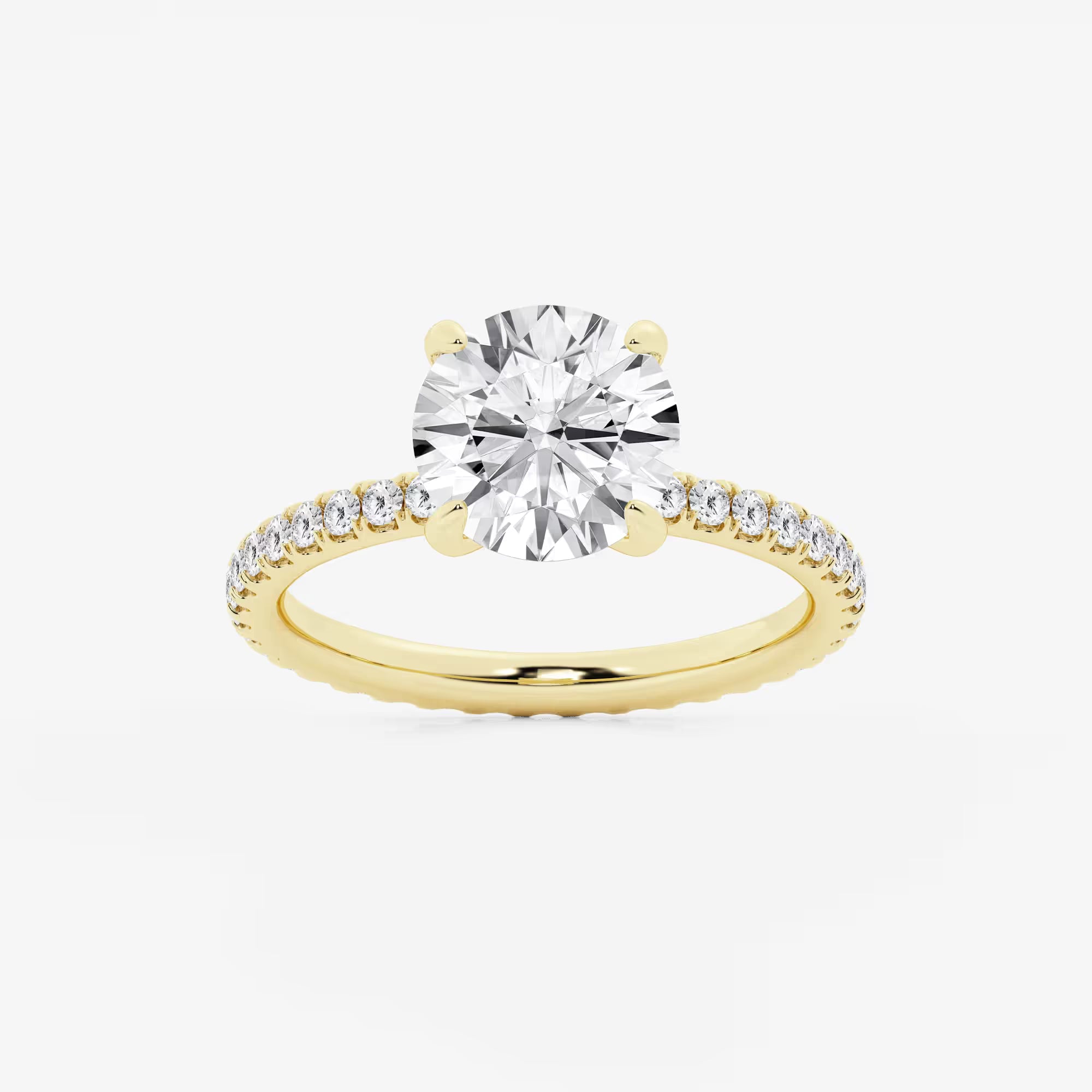Full Eternity Pavé Engagement Ring in White Gold with Round Brilliant Center Stone