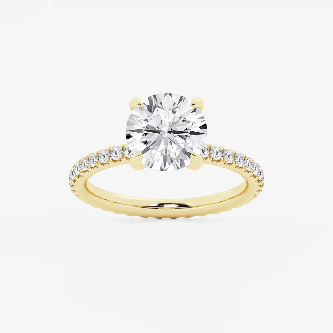 Full Eternity Pavé Engagement Ring in White Gold with Round Brilliant Center Stone