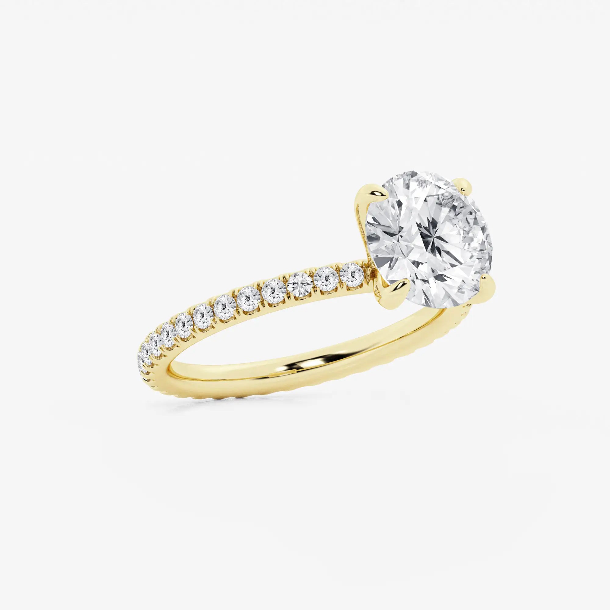 Full Eternity Pavé Engagement Ring in White Gold with Round Brilliant Center Stone