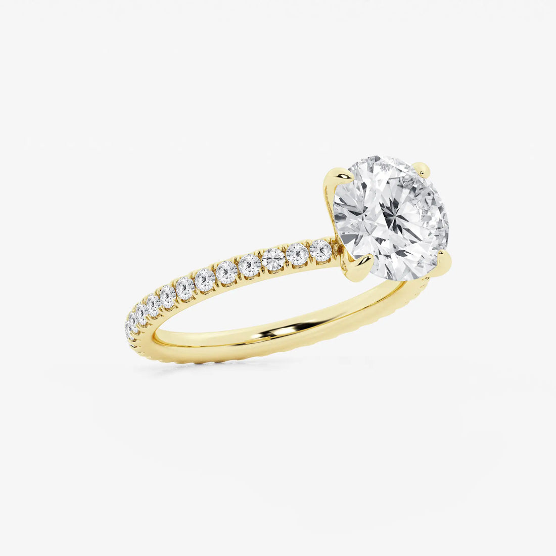 Full Eternity Pavé Engagement Ring in White Gold with Round Brilliant Center Stone