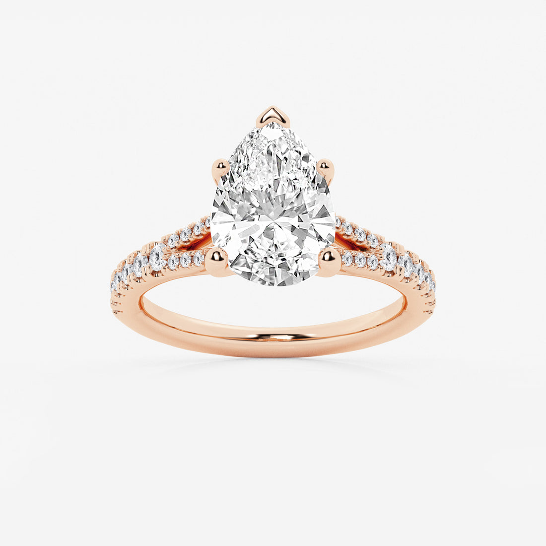 This handcrafted engagement ring features a brilliant pear cut lab-grown diamond