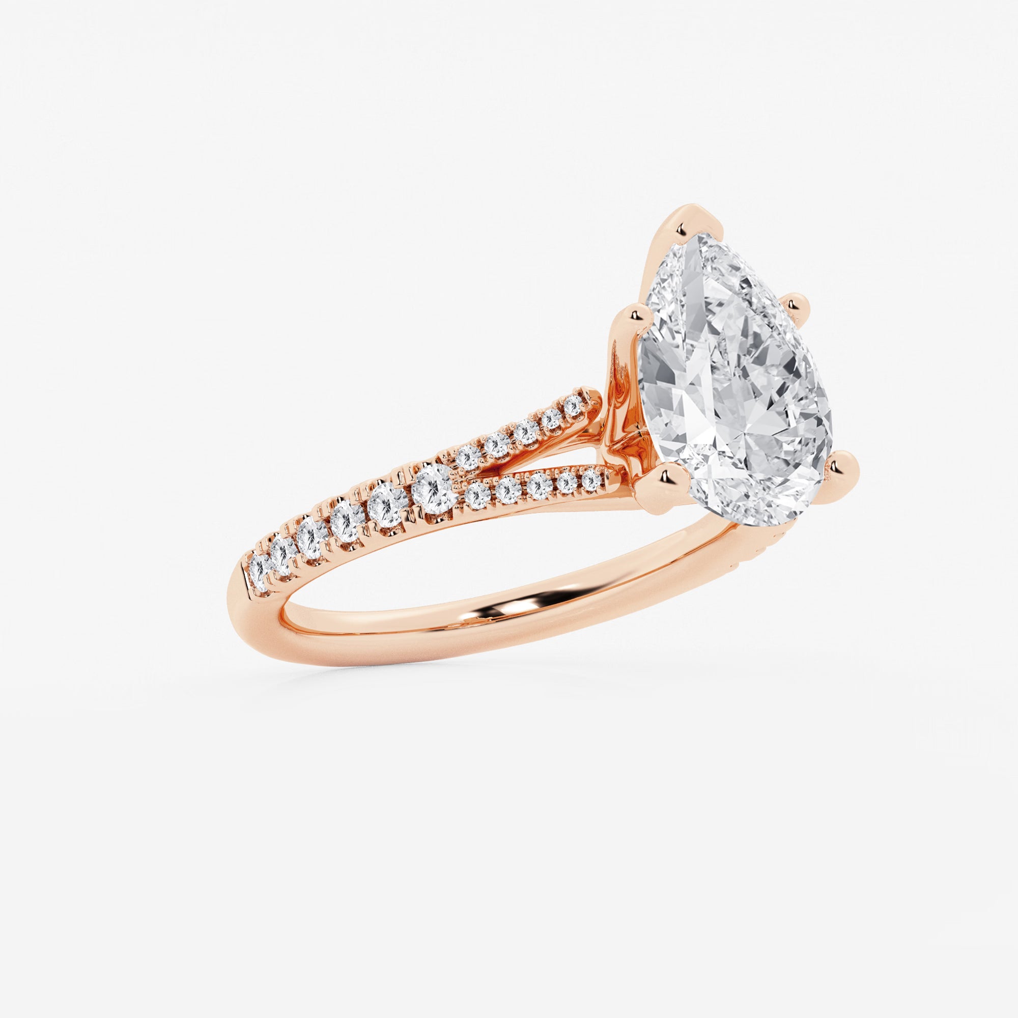 This handcrafted engagement ring features a brilliant pear cut lab-grown diamond