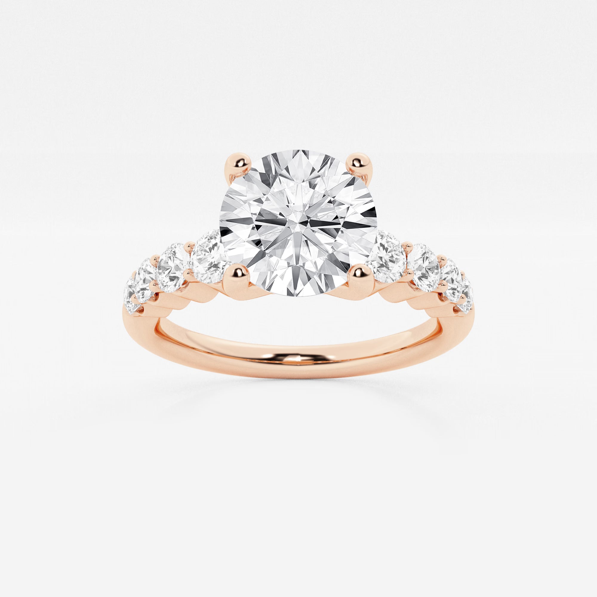 Round Cut Lab Grown Diamond Engagement Ring, Large Round Brilliant Diamond Ring