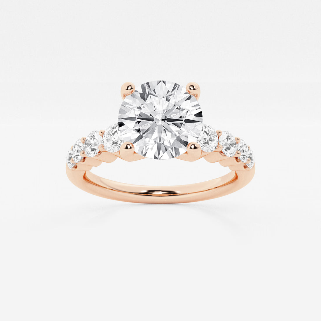 Round Cut Lab Grown Diamond Engagement Ring, Large Round Brilliant Diamond Ring