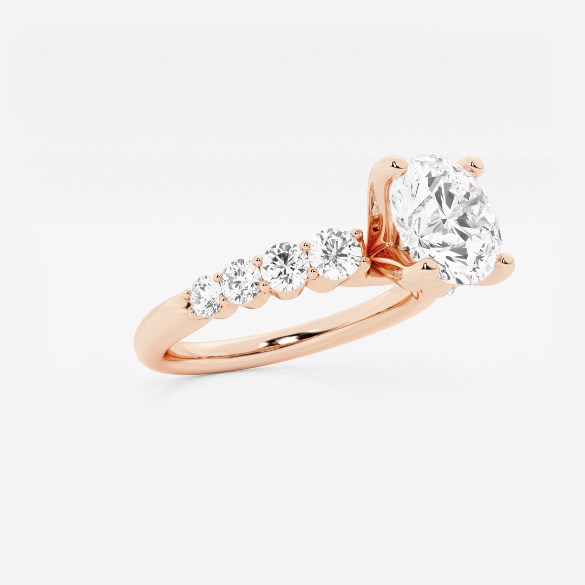 Round Cut Lab Grown Diamond Engagement Ring, Large Round Brilliant Diamond Ring