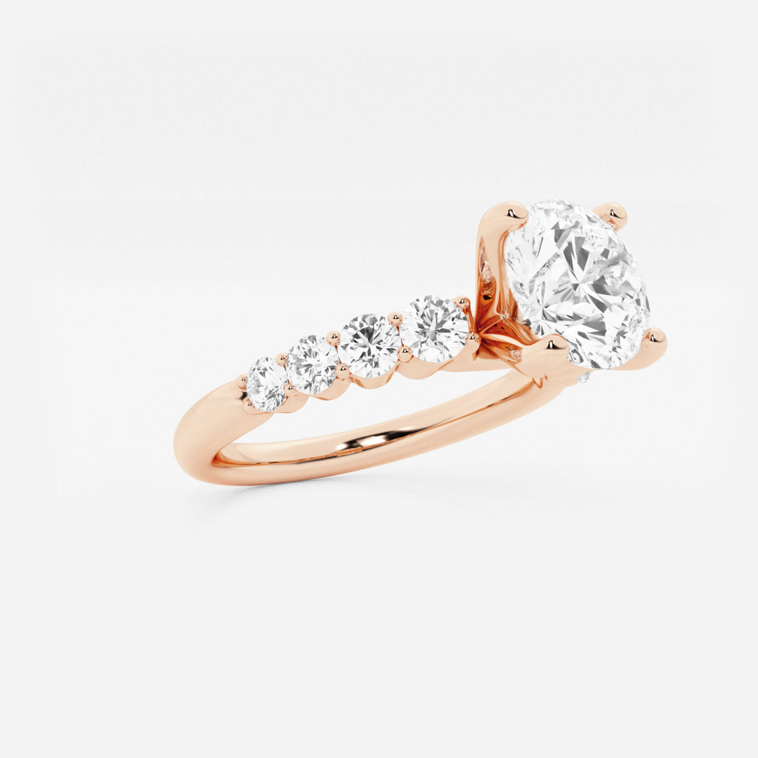 Round Cut Lab Grown Diamond Engagement Ring, Large Round Brilliant Diamond Ring