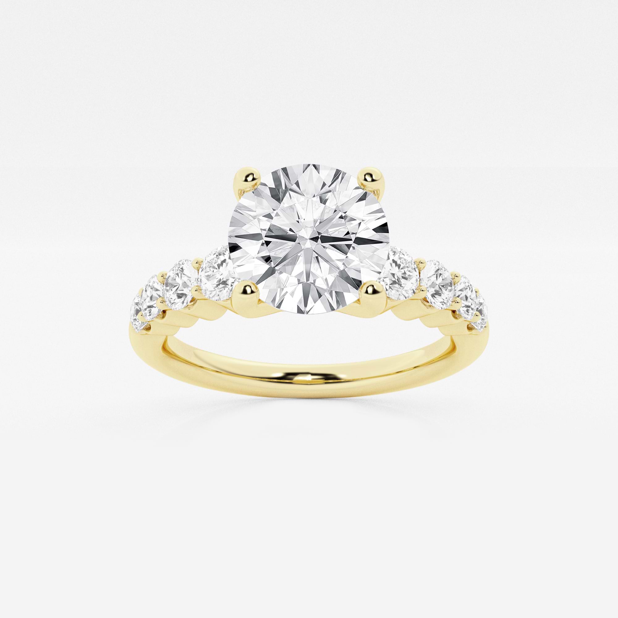 Round Cut Lab Grown Diamond Engagement Ring, Large Round Brilliant Diamond Ring