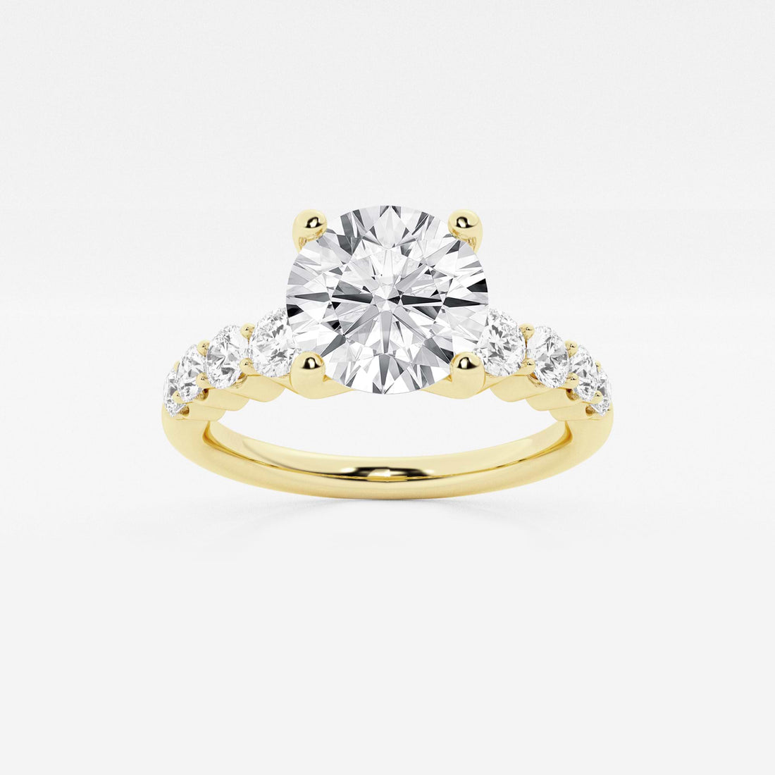 Round Cut Lab Grown Diamond Engagement Ring, Large Round Brilliant Diamond Ring