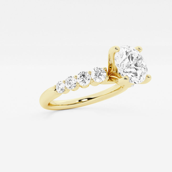 Round Cut Lab Grown Diamond Engagement Ring, Large Round Brilliant Diamond Ring