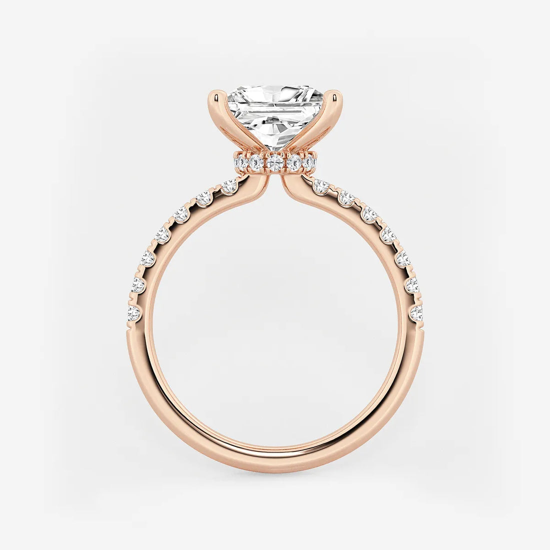 Princess Cut Lab-Grown Diamond Solitaire Engagement Ring with Pavé Diamond Band