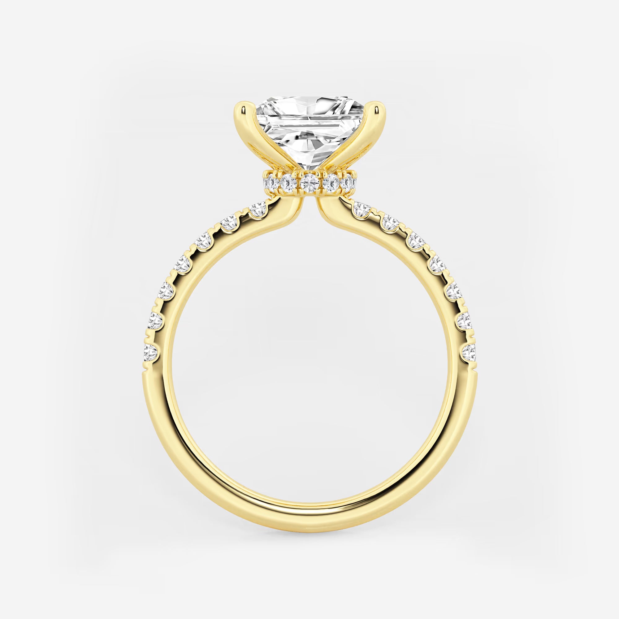 Princess Cut Lab-Grown Diamond Solitaire Engagement Ring with Pavé Diamond Band
